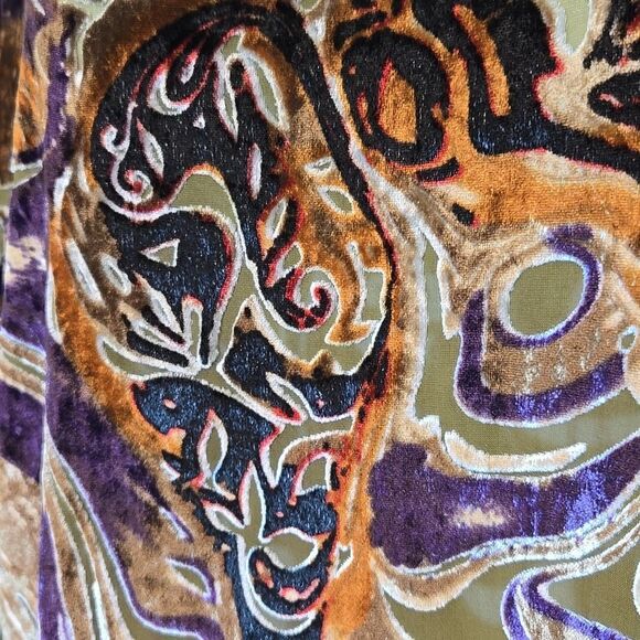 Cotton Club Velvet Burnout Top Size 12 Whimsigoth Maximalism Sheer Artsy Tassel - Picture 10 of 15